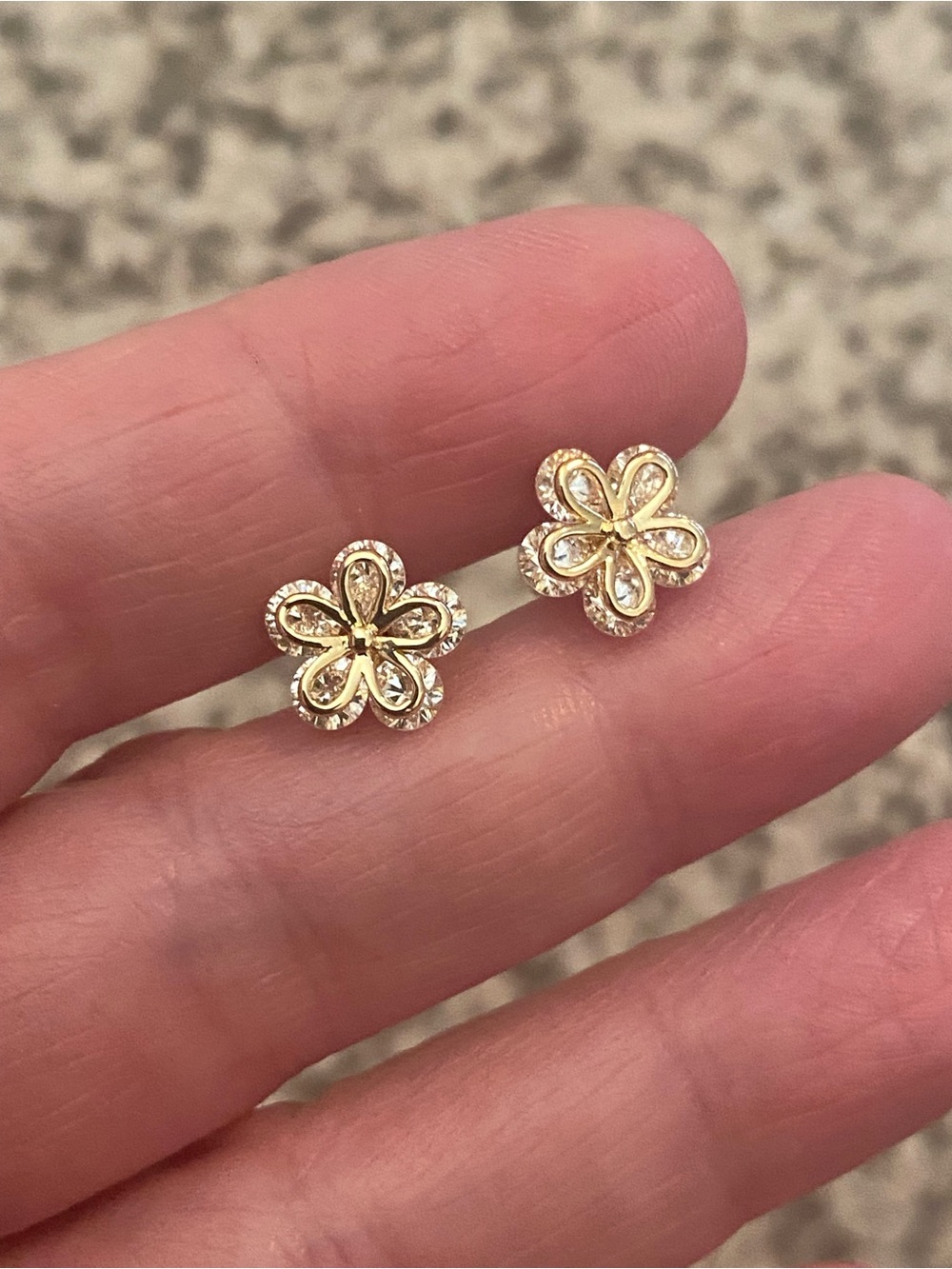 Gold Floral Crystal Stud Earrings - Elegant Women Jewelry